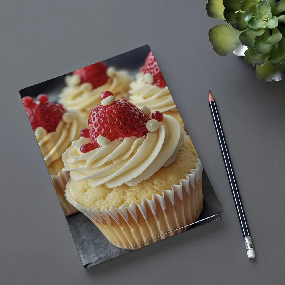 Strawberry Cupcakes White Cream Frosting Close – Notebooks