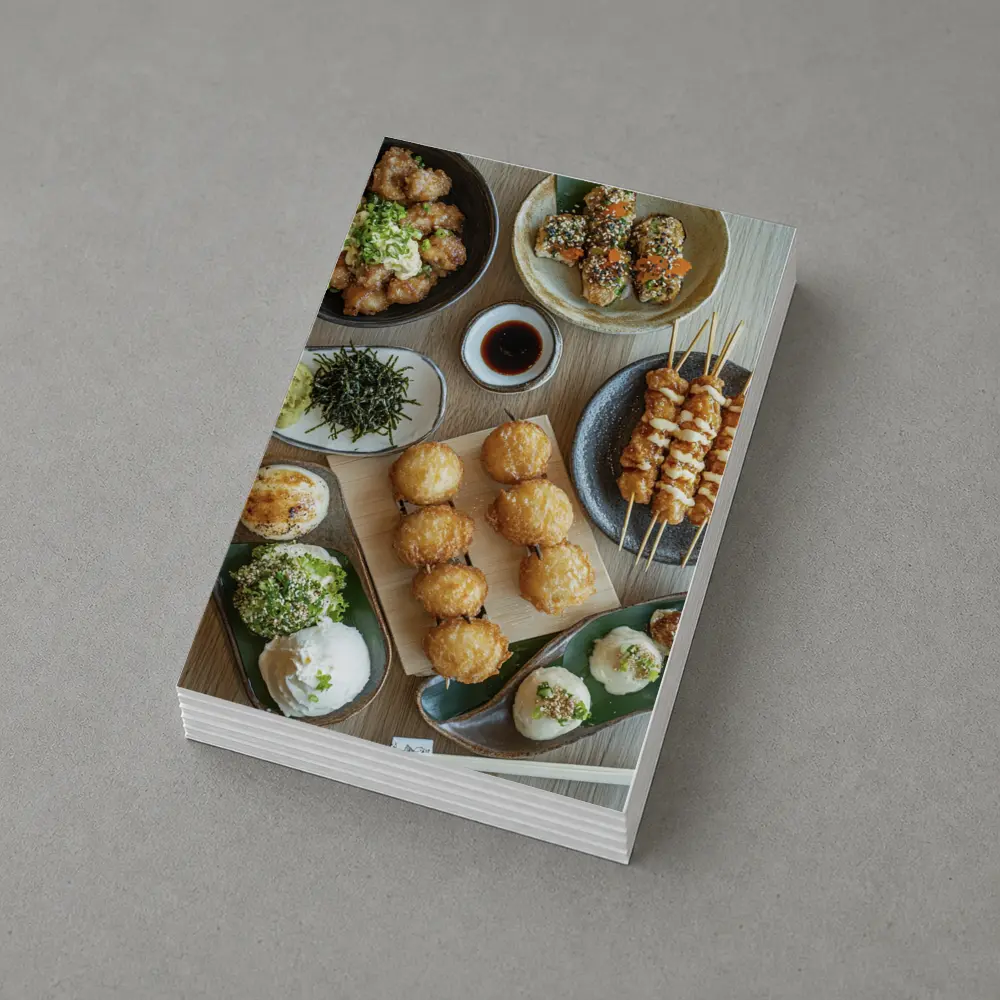 Japanese Street Food Spread On Wood Table – Postcards