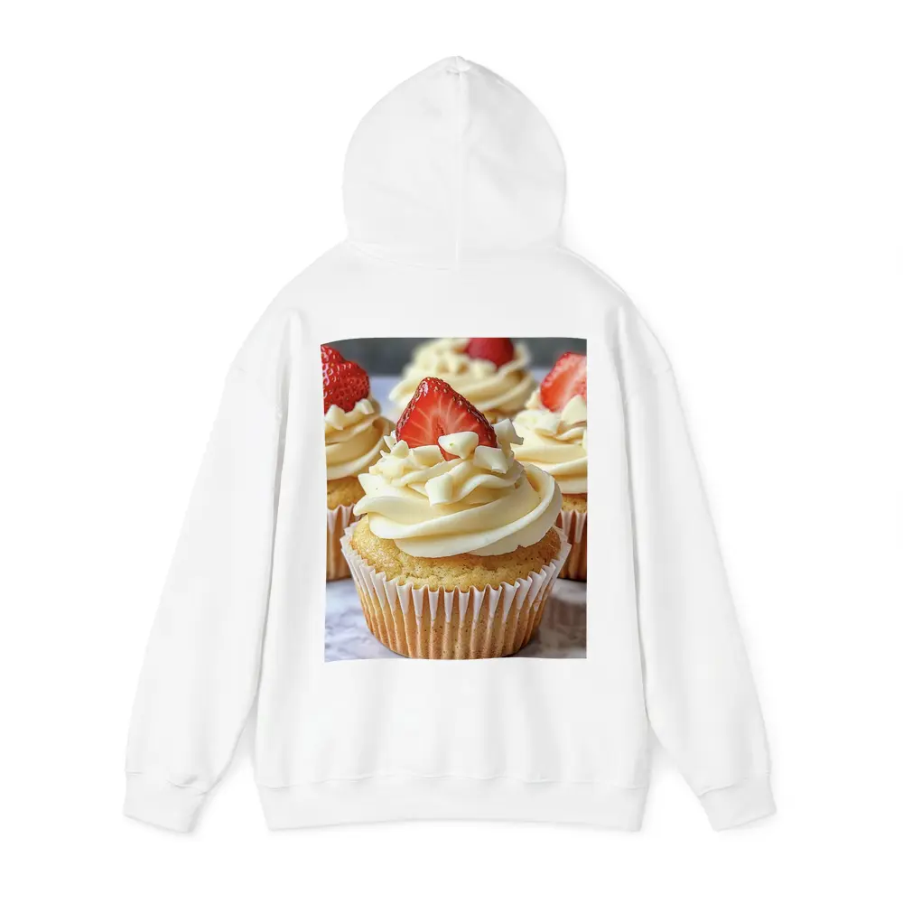 Vanilla Cupcakes White Chocolate Strawberry Topping – Hoodies