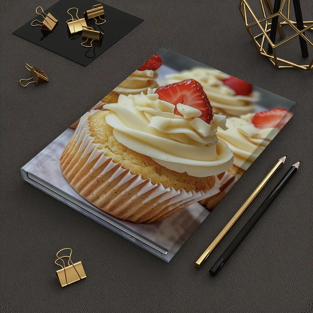 Vanilla Cupcakes White Chocolate Strawberry Topping – Notebooks