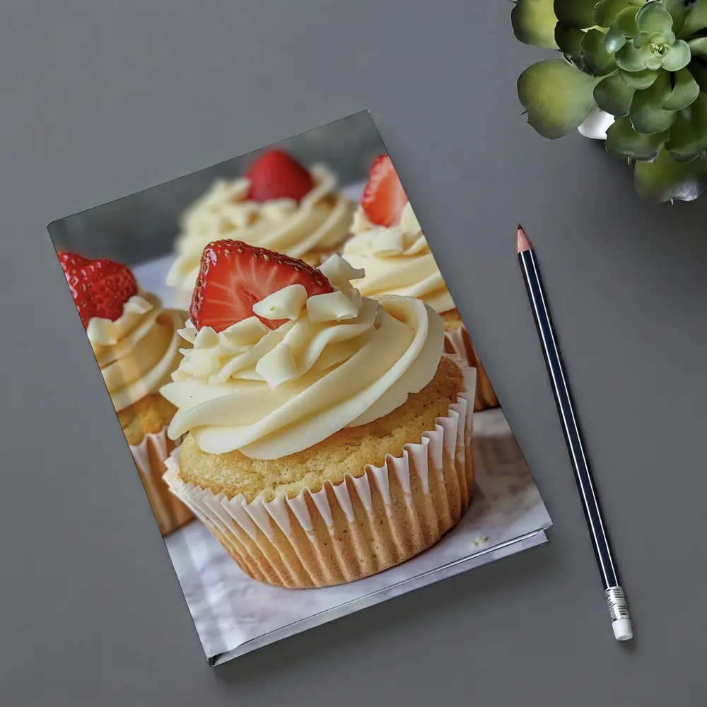 Vanilla Cupcakes White Chocolate Strawberry Topping – Notebooks