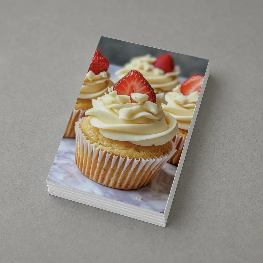 Vanilla Cupcakes White Chocolate Strawberry Topping – Postcards