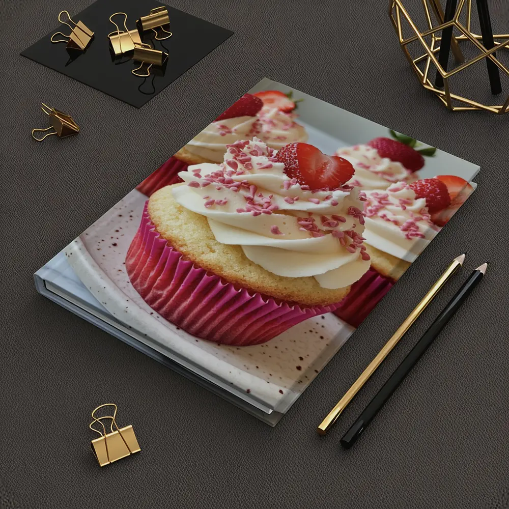 Strawberry Cupcakes With Cream Frosting Pink – Notebooks