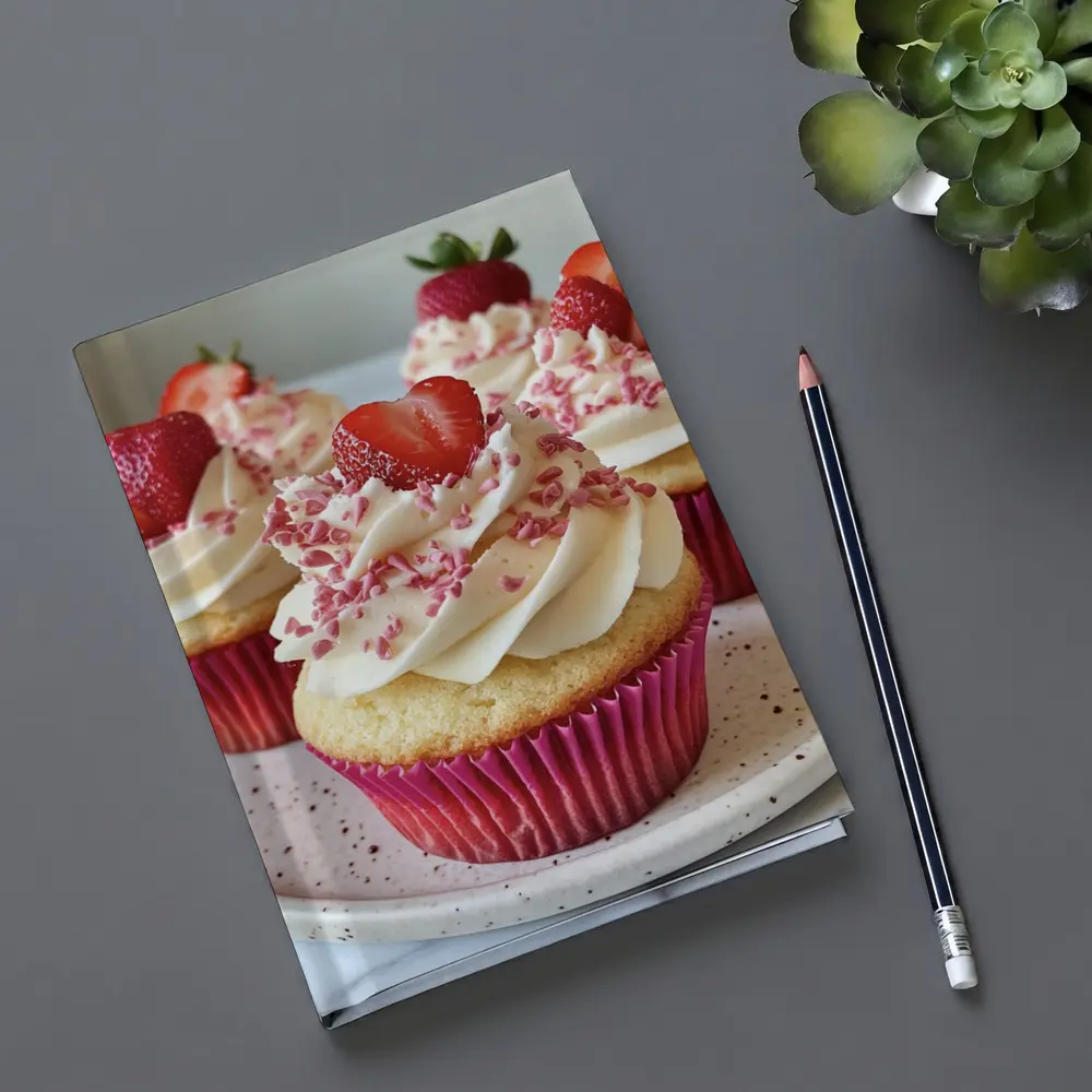 Strawberry Cupcakes With Cream Frosting Pink – Notebooks