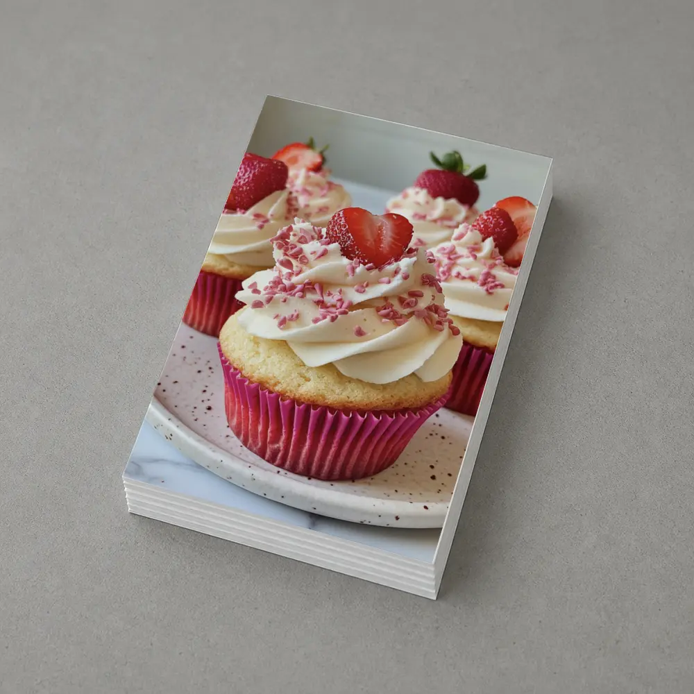 Strawberry Cupcakes With Cream Frosting Pink – Postcards