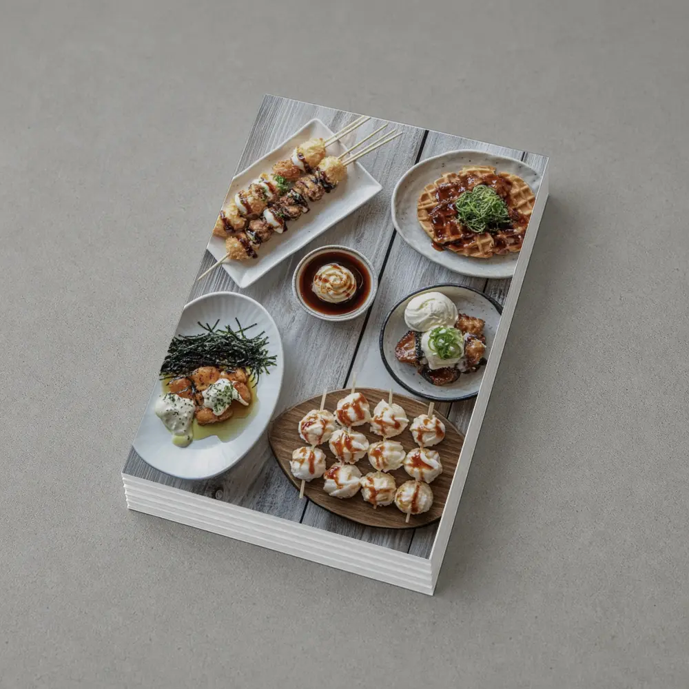 Japanese Street Food Spread Rustic Table – Postcards