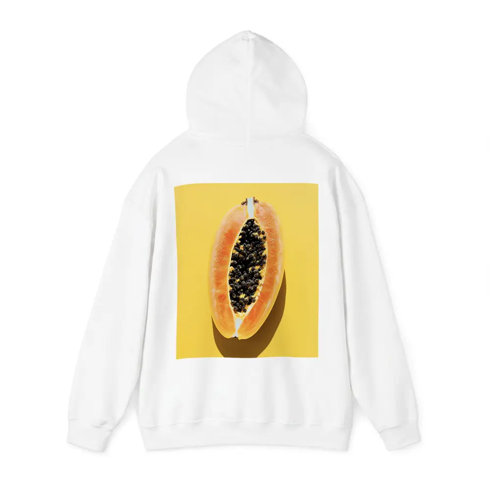 Sliced Papaya On Yellow Background – Hoodies