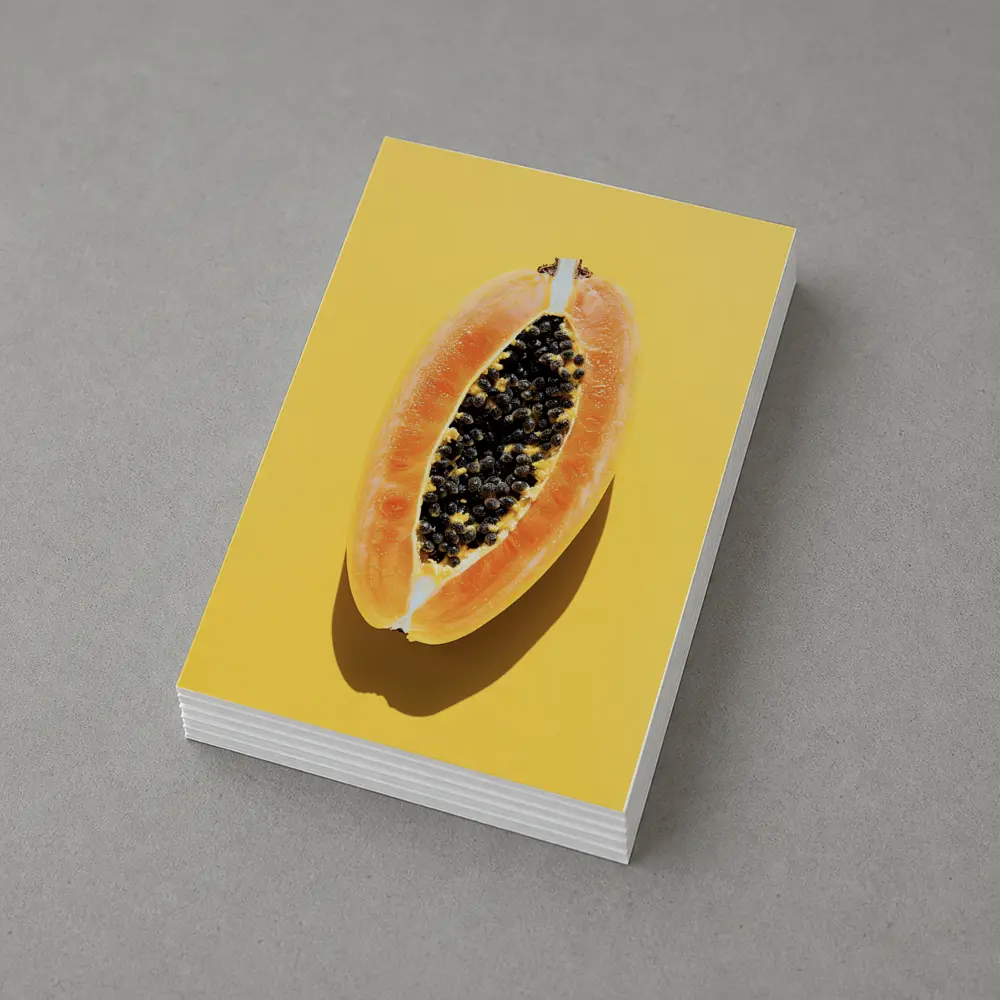 Sliced Papaya On Yellow Background – Postcards