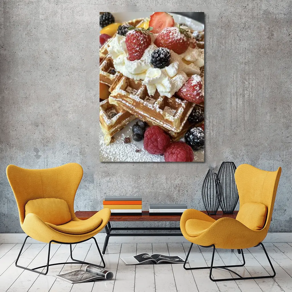 Golden Waffles Topped With Fresh Mixed Berries – Wall Art