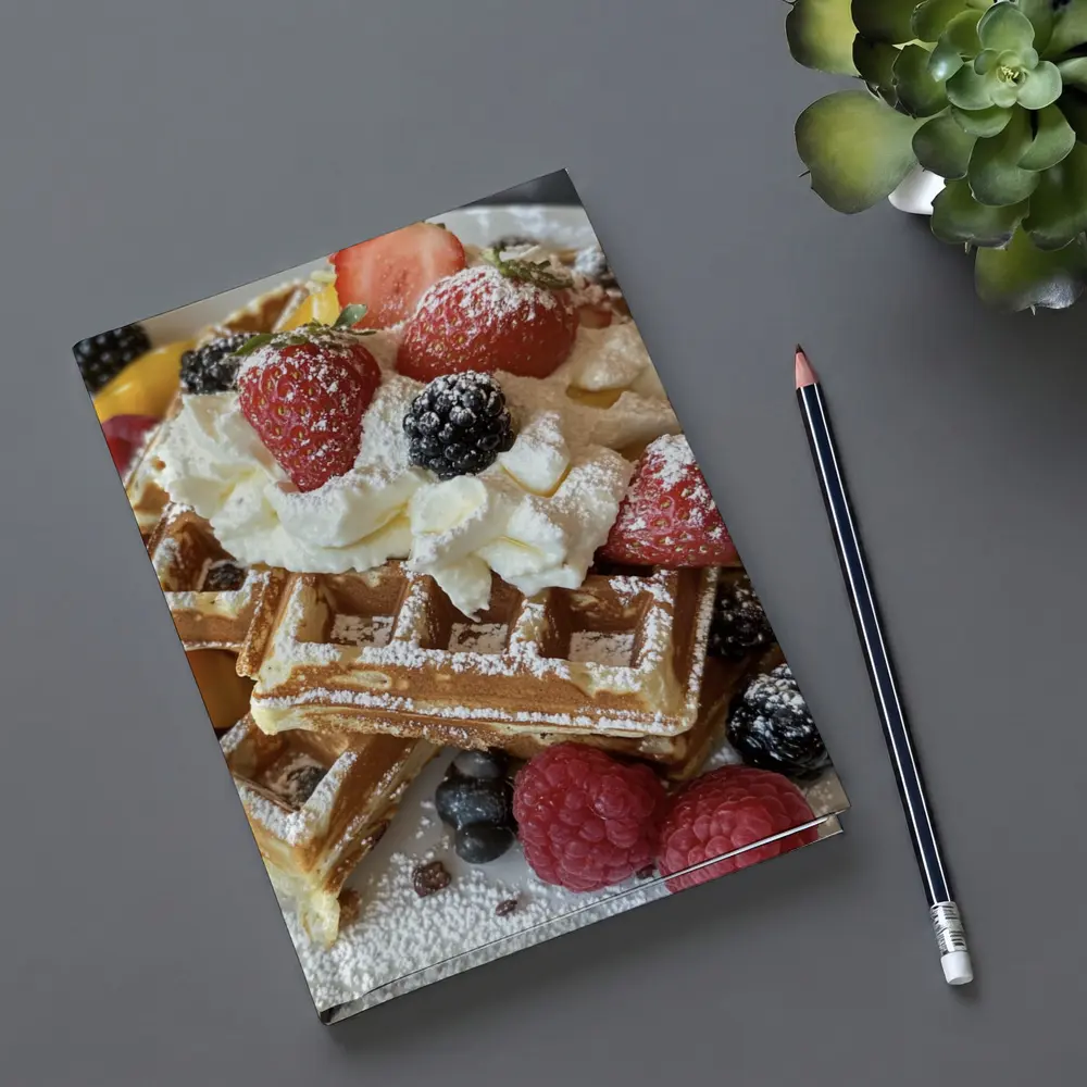 Golden Waffles Topped With Fresh Mixed Berries – Notebooks