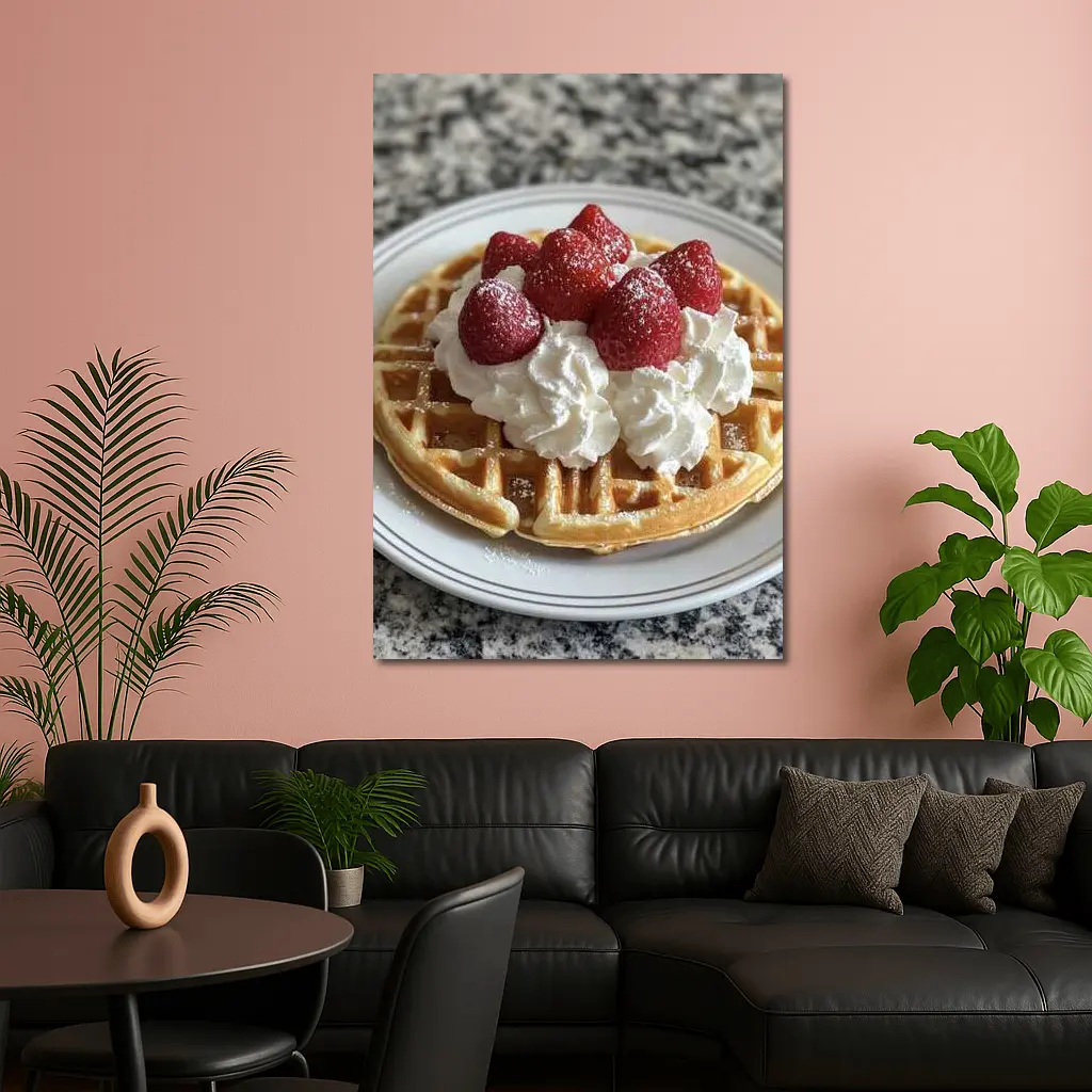 Waffle Whipped Cream Strawberries Marble Counter – Wall Art