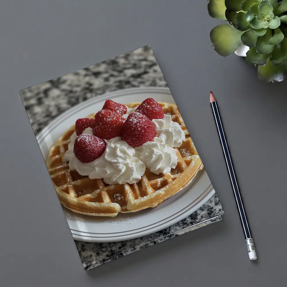Waffle Whipped Cream Strawberries Marble Counter – Notebooks