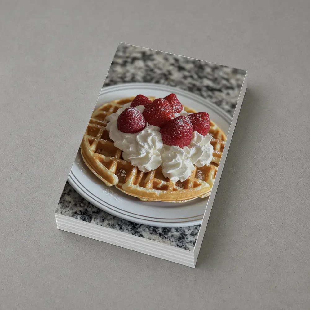 Waffle Whipped Cream Strawberries Marble Counter – Postcards