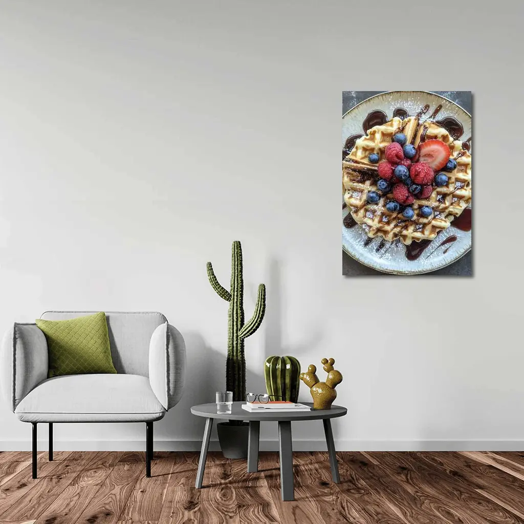 Belgian Waffle With Fresh Berries Chocolate Drizzle – Wall Art