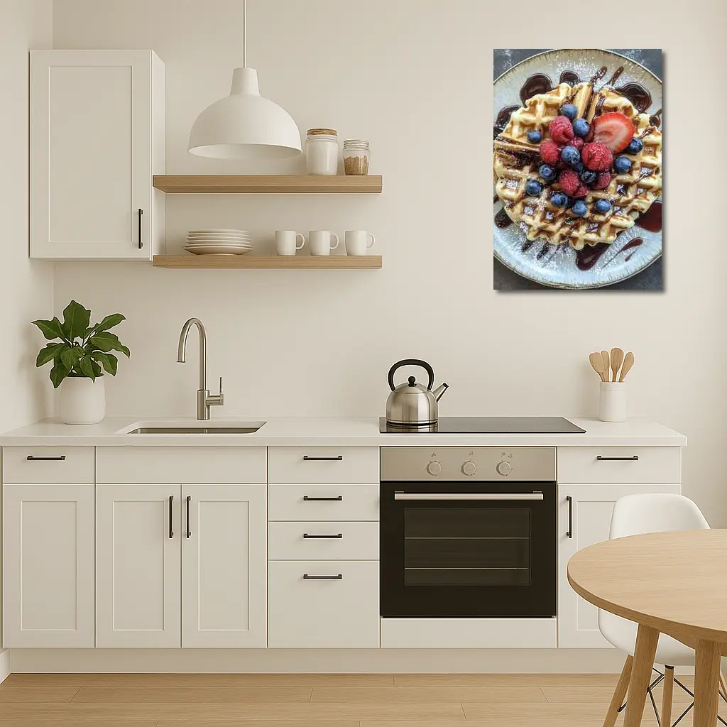 Belgian Waffle With Fresh Berries Chocolate Drizzle – Wall Art
