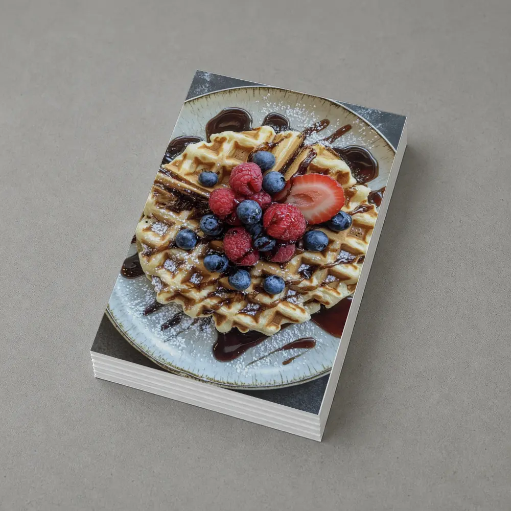 Belgian Waffle With Fresh Berries Chocolate Drizzle – Postcards