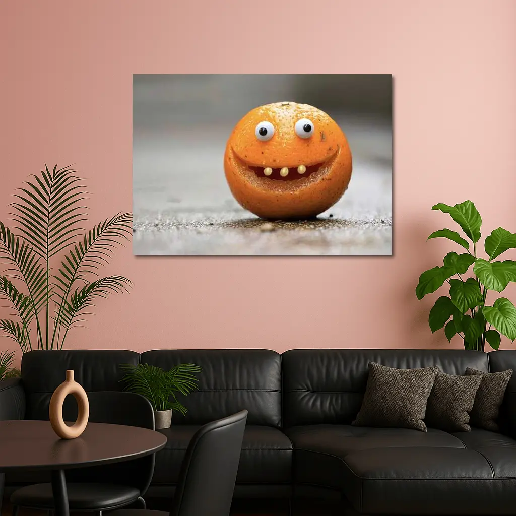 Funny Orange Fruit Character With Googly Eyes – Wall Art