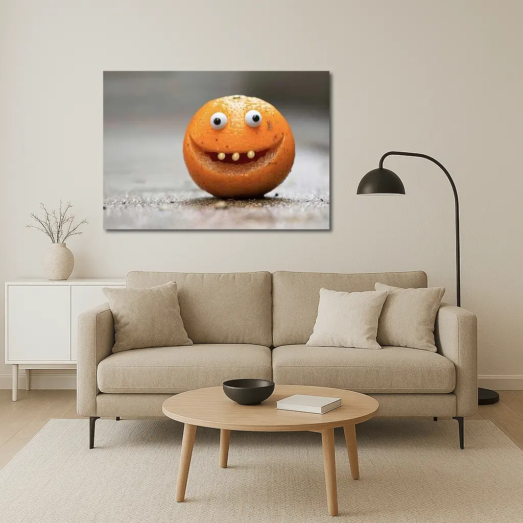 Funny Orange Fruit Character With Googly Eyes – Wall Art