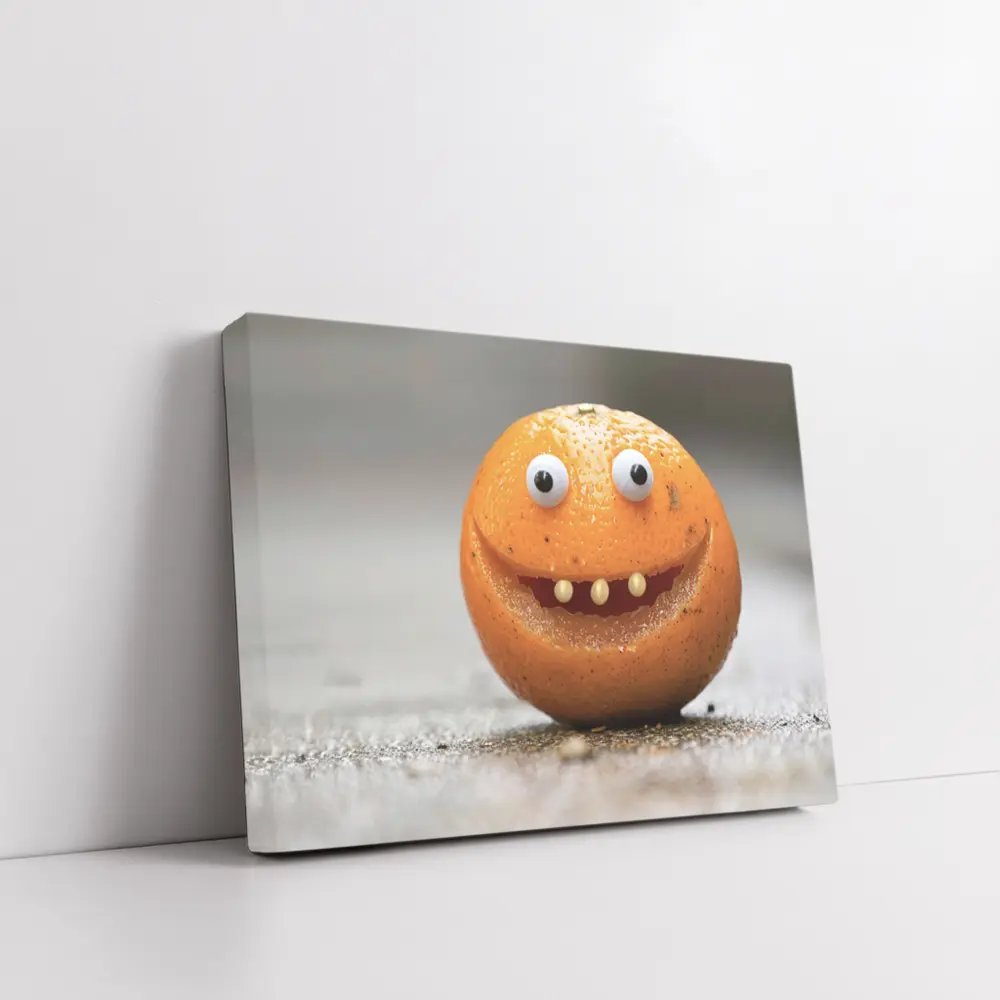 Funny Orange Fruit Character With Googly Eyes – Wall Art
