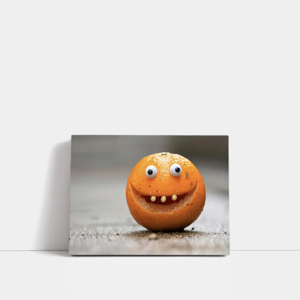Funny Orange Fruit Character With Googly Eyes – Wall Art