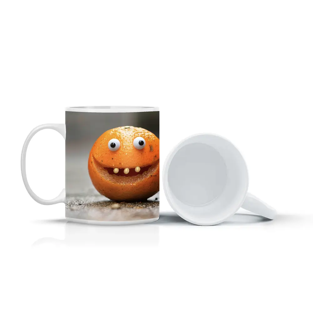 Funny Orange Fruit Character With Googly Eyes – Mugs