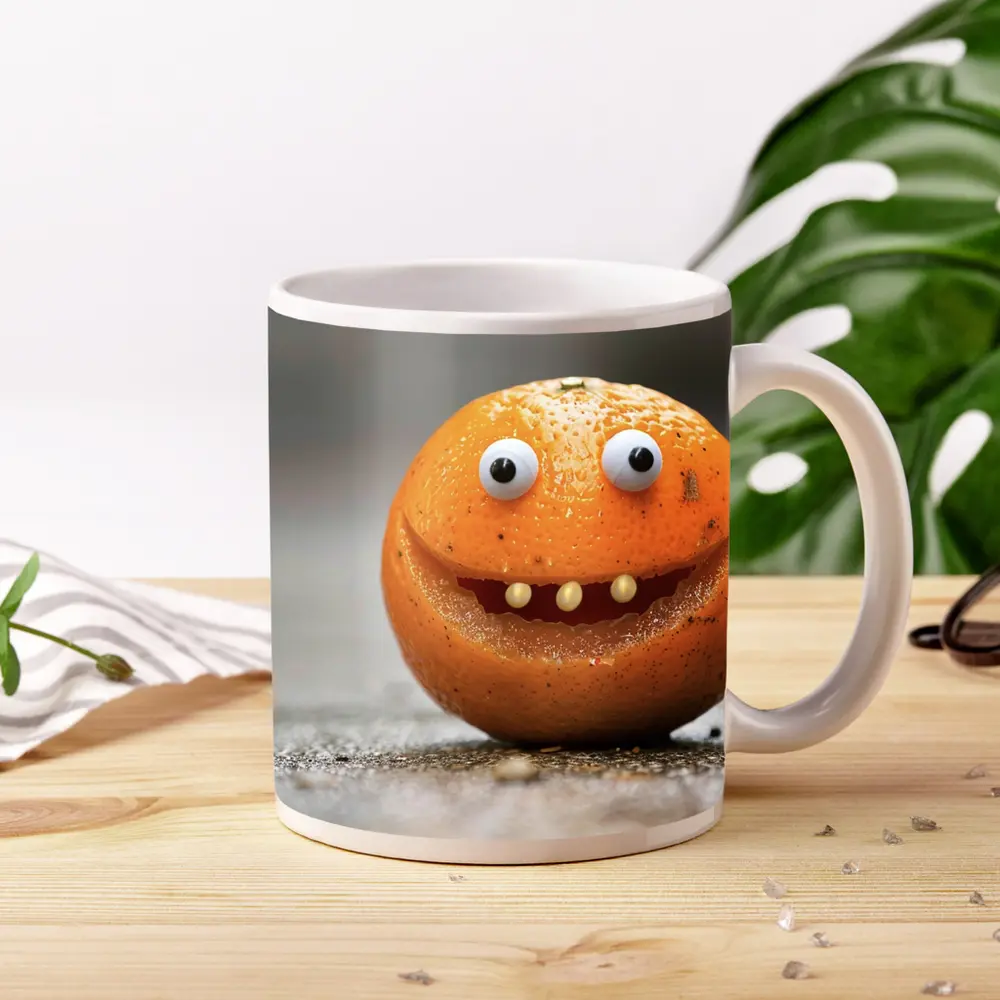 Funny Orange Fruit Character With Googly Eyes – Mugs