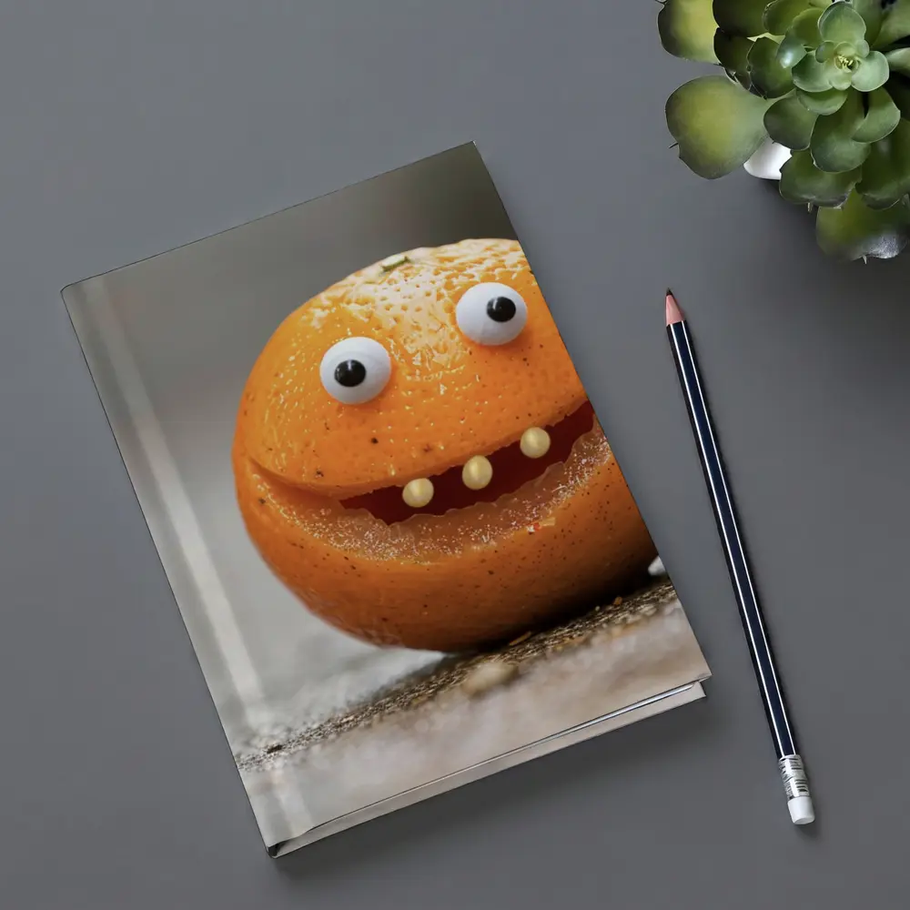 Funny Orange Fruit Character With Googly Eyes – Notebooks