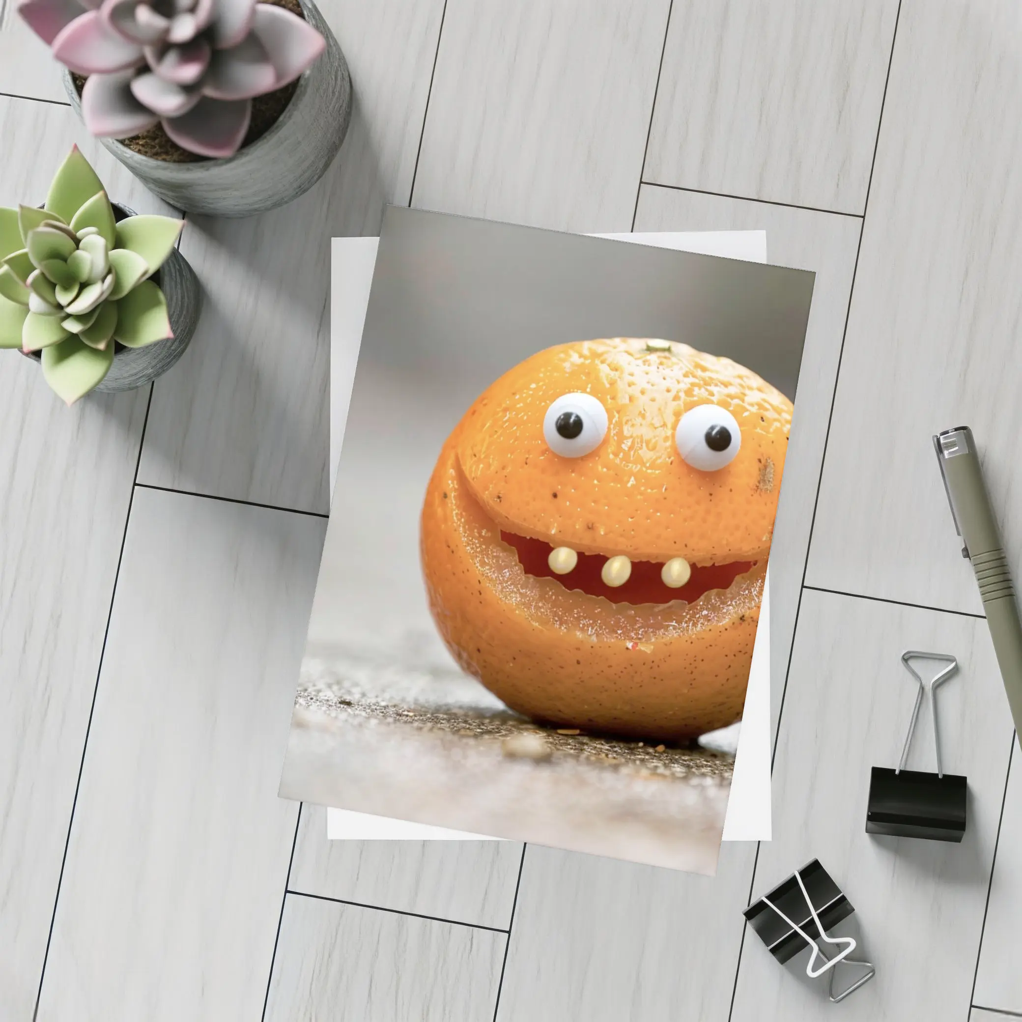 Funny Orange Fruit Character With Googly Eyes – Postcards