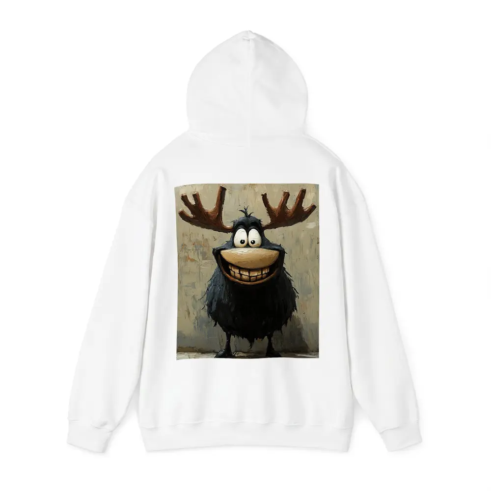 Funny Cartoon Moose Grinning Textured Wall Background – Hoodies