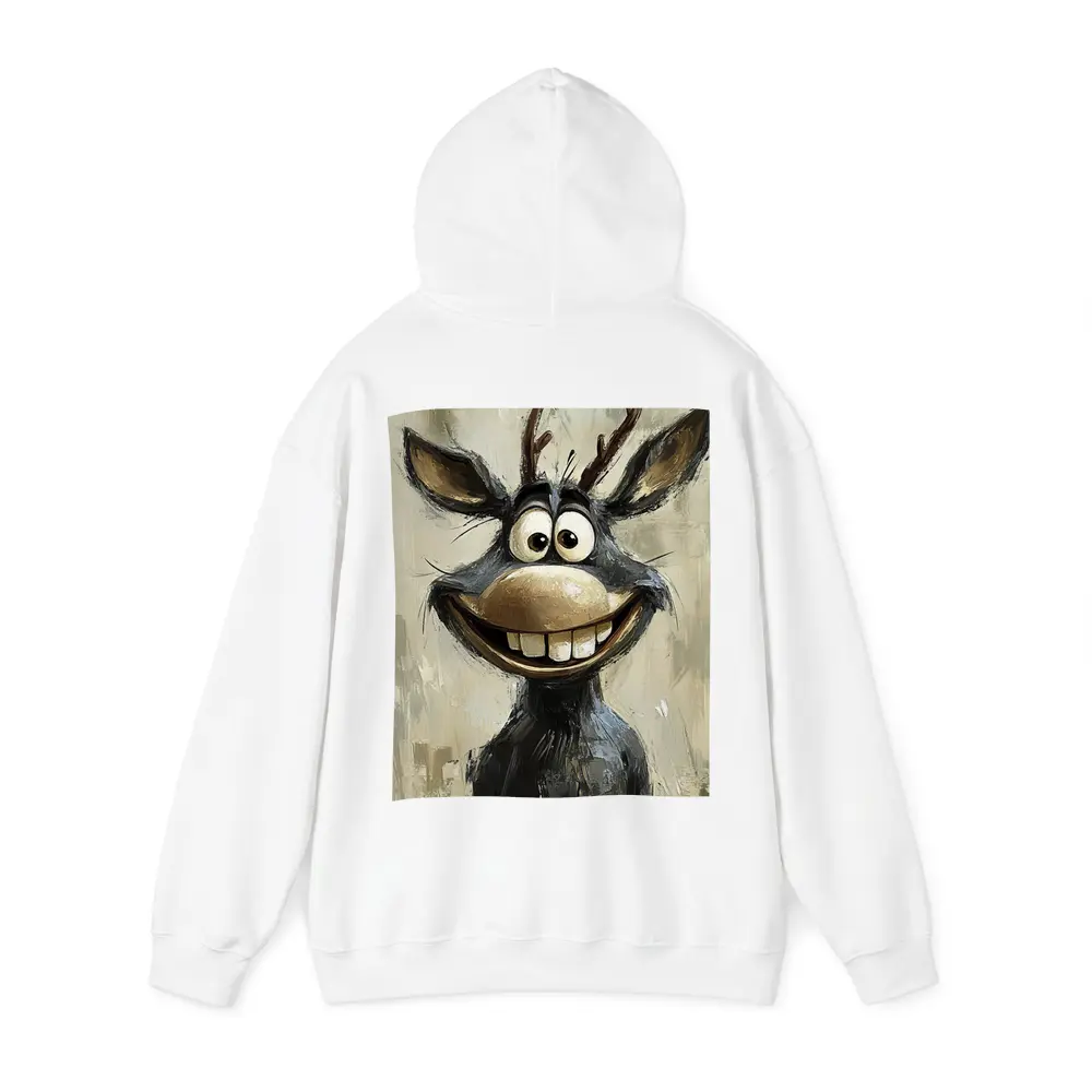 Funny Cartoon Reindeer Portrait Oil Painting – Hoodies