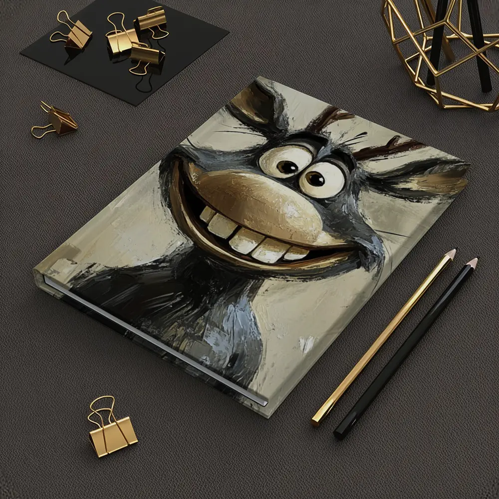 Funny Cartoon Reindeer Portrait Oil Painting – Notebooks