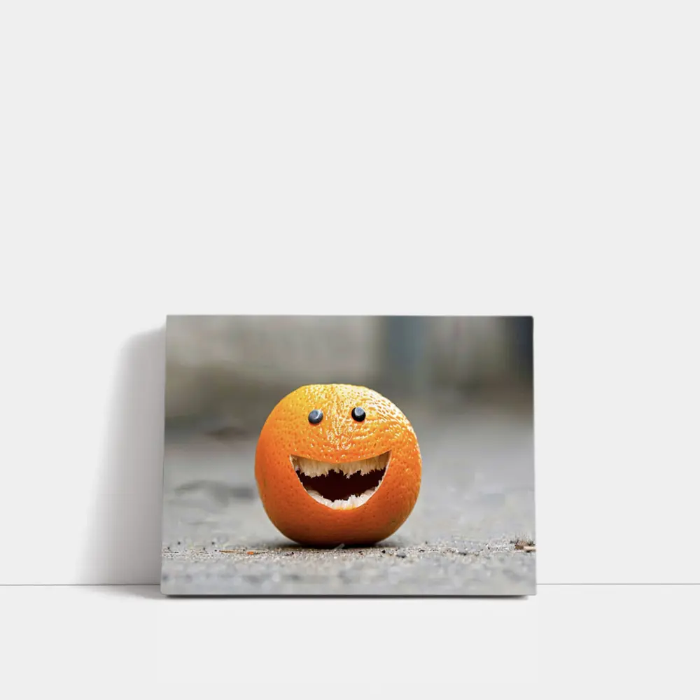Funny Smiling Orange Fruit Street Art – Wall Art