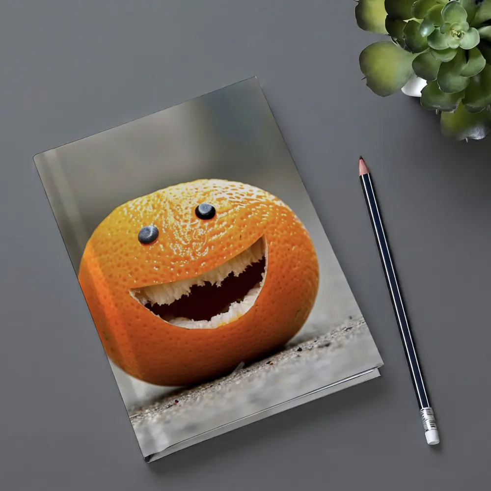 Funny Smiling Orange Fruit Street Art – Notebooks
