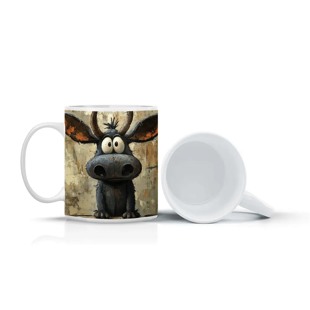 Funny Cartoon Moose Painting Textured Background – Mugs