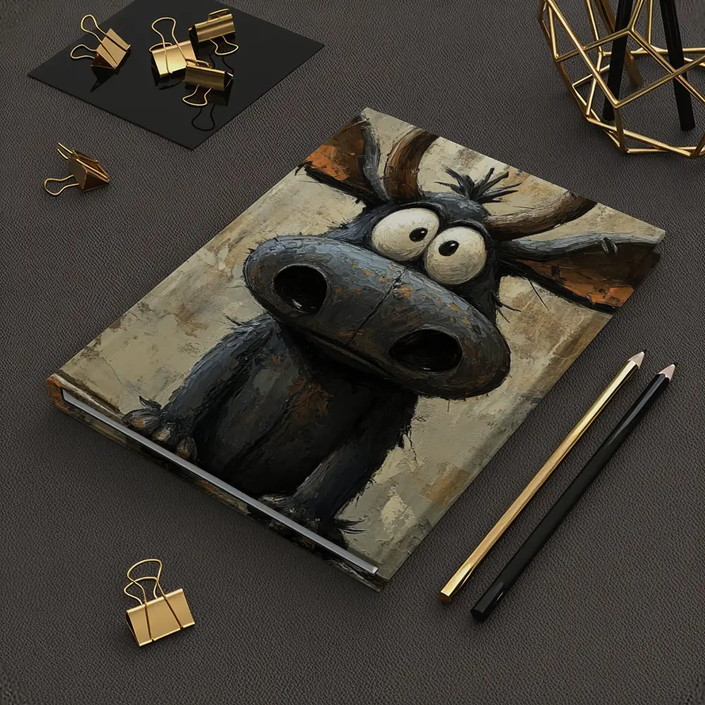 Funny Cartoon Moose Painting Textured Background – Notebooks