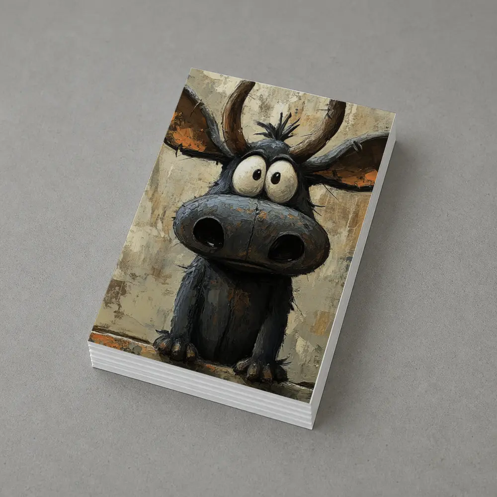 Funny Cartoon Moose Painting Textured Background – Postcards