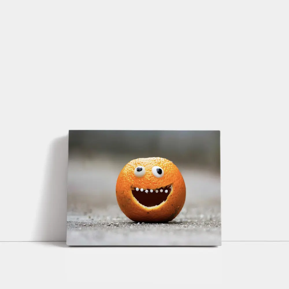 Funny Orange Face Googly Eyes Street – Wall Art