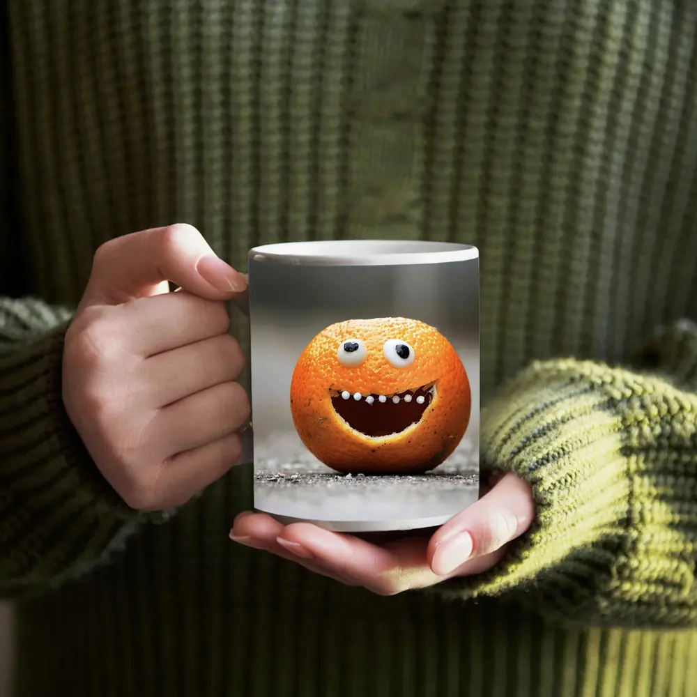 Funny Orange Face Googly Eyes Street – Mugs