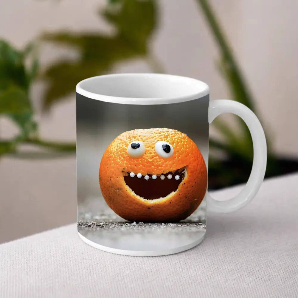 Funny Orange Face Googly Eyes Street – Mugs