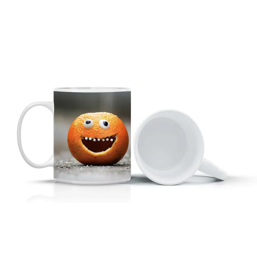 Funny Orange Face Googly Eyes Street – Mugs