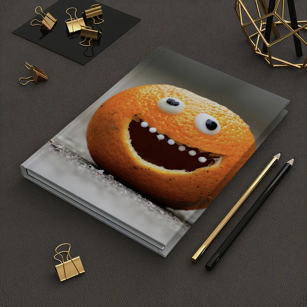 Funny Orange Face Googly Eyes Street – Notebooks