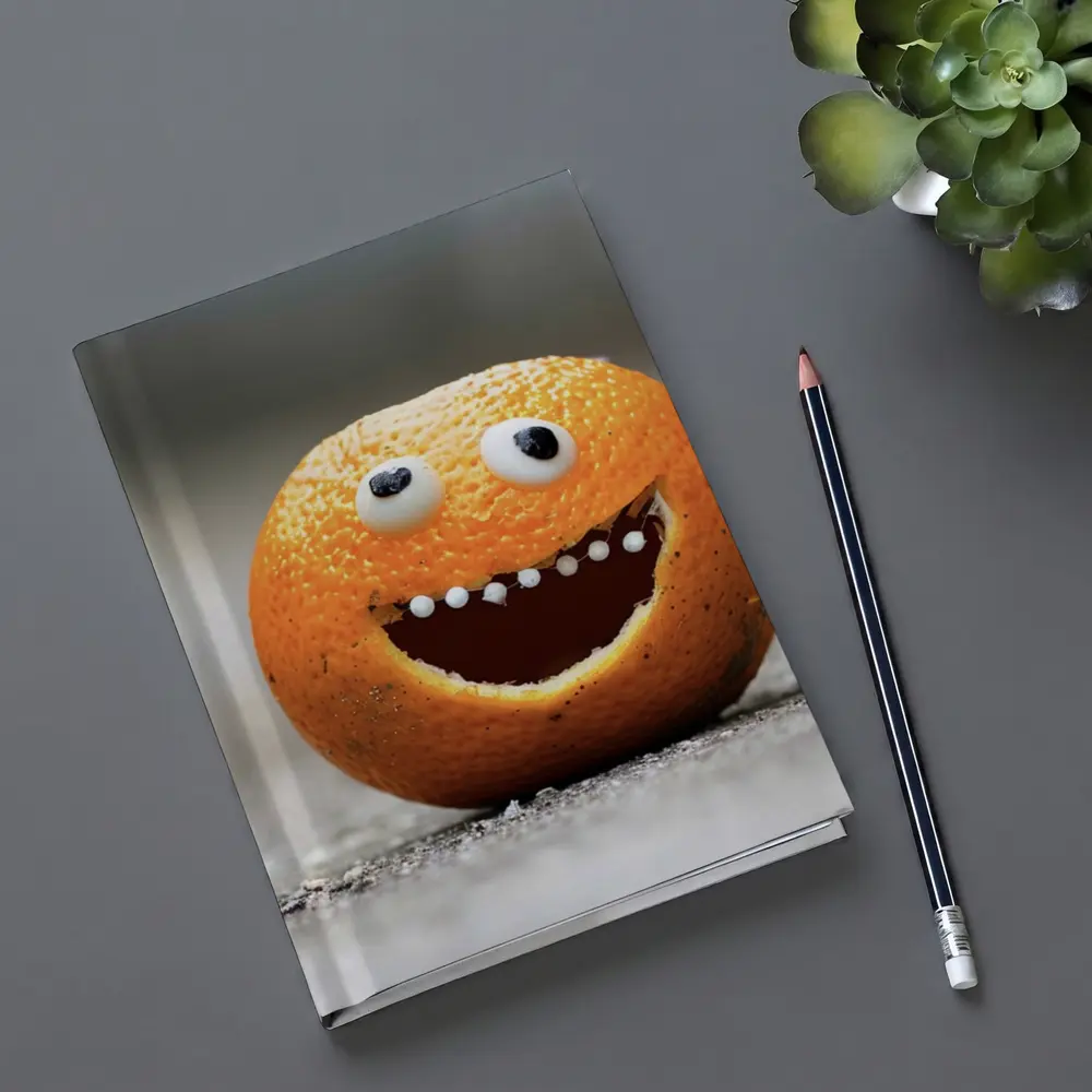 Funny Orange Face Googly Eyes Street – Notebooks