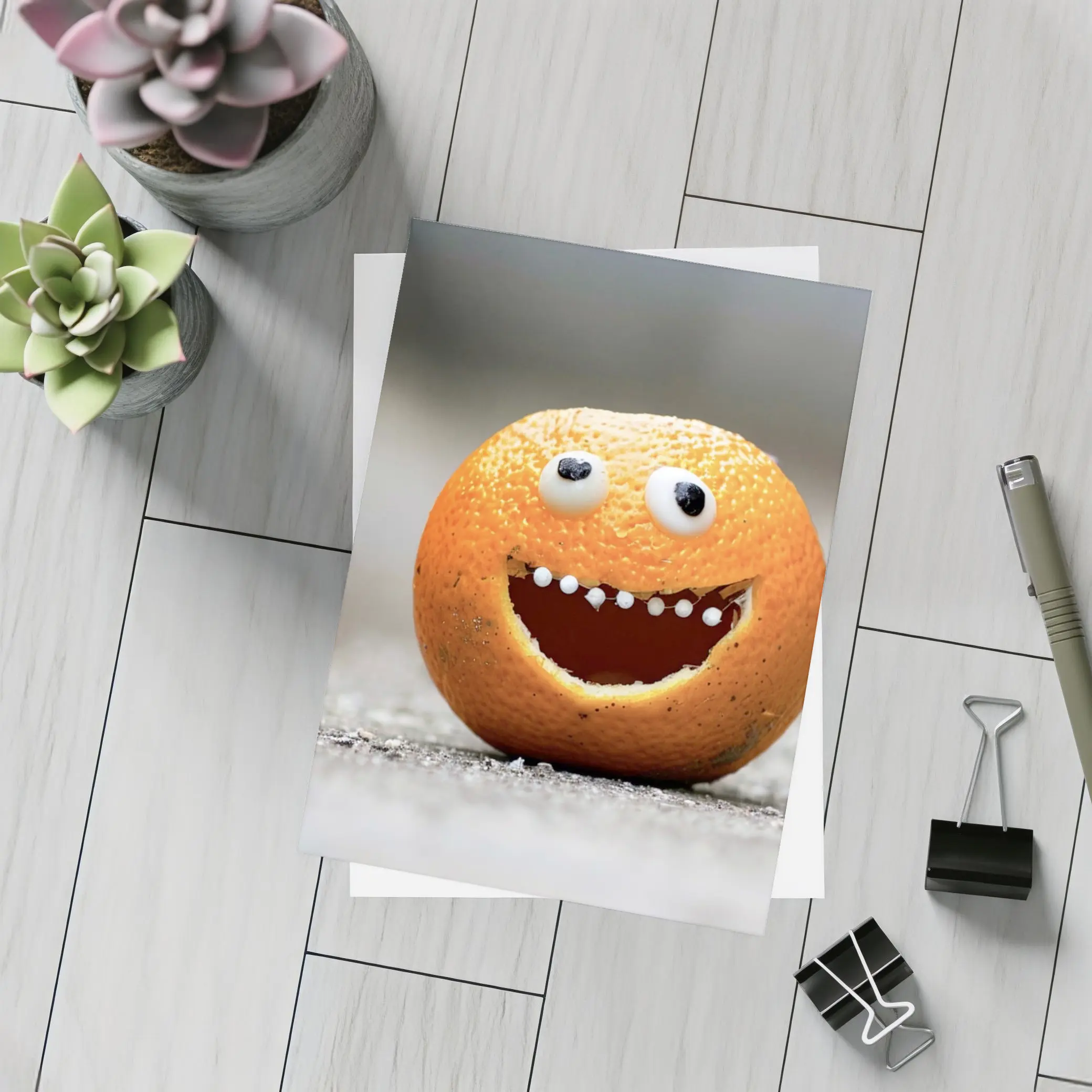 Funny Orange Face Googly Eyes Street – Postcards