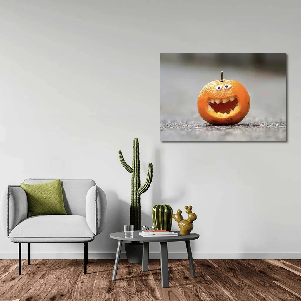 Carved Orange Jack O Lantern Street – Wall Art