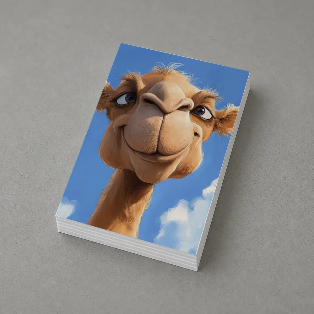Funny Cartoon Camel Face Blue Sky – Postcards