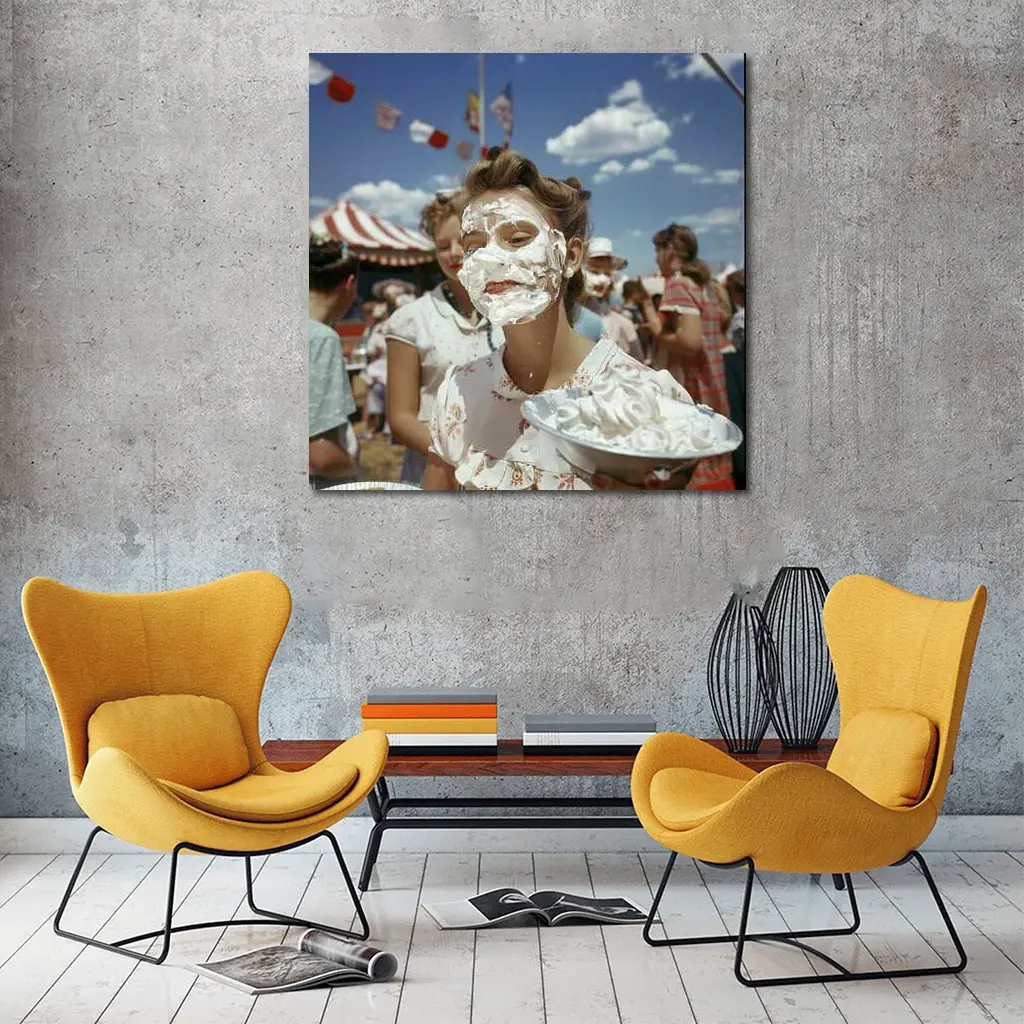 Girl Covered Cream Pie Carnival Fair – Wall Art
