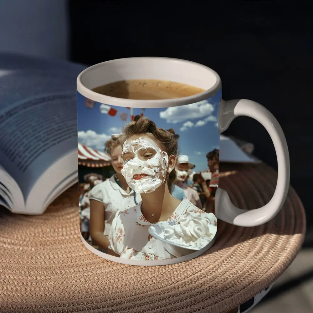 Girl Covered Cream Pie Carnival Fair – Mugs