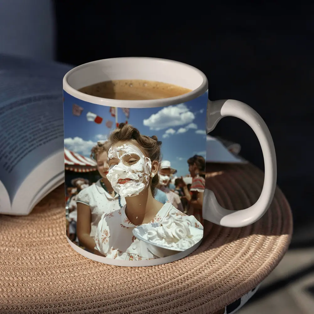 Girl Covered Cream Pie Carnival Fair – Mugs