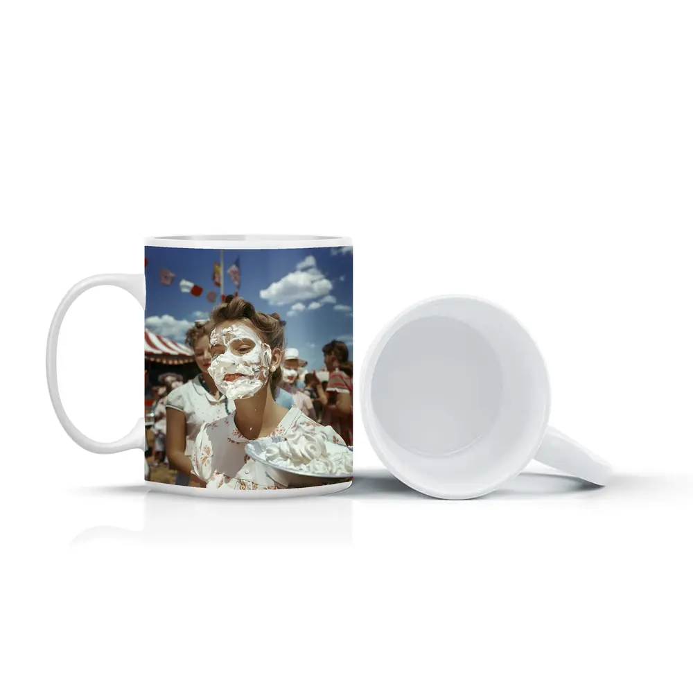 Girl Covered Cream Pie Carnival Fair – Mugs