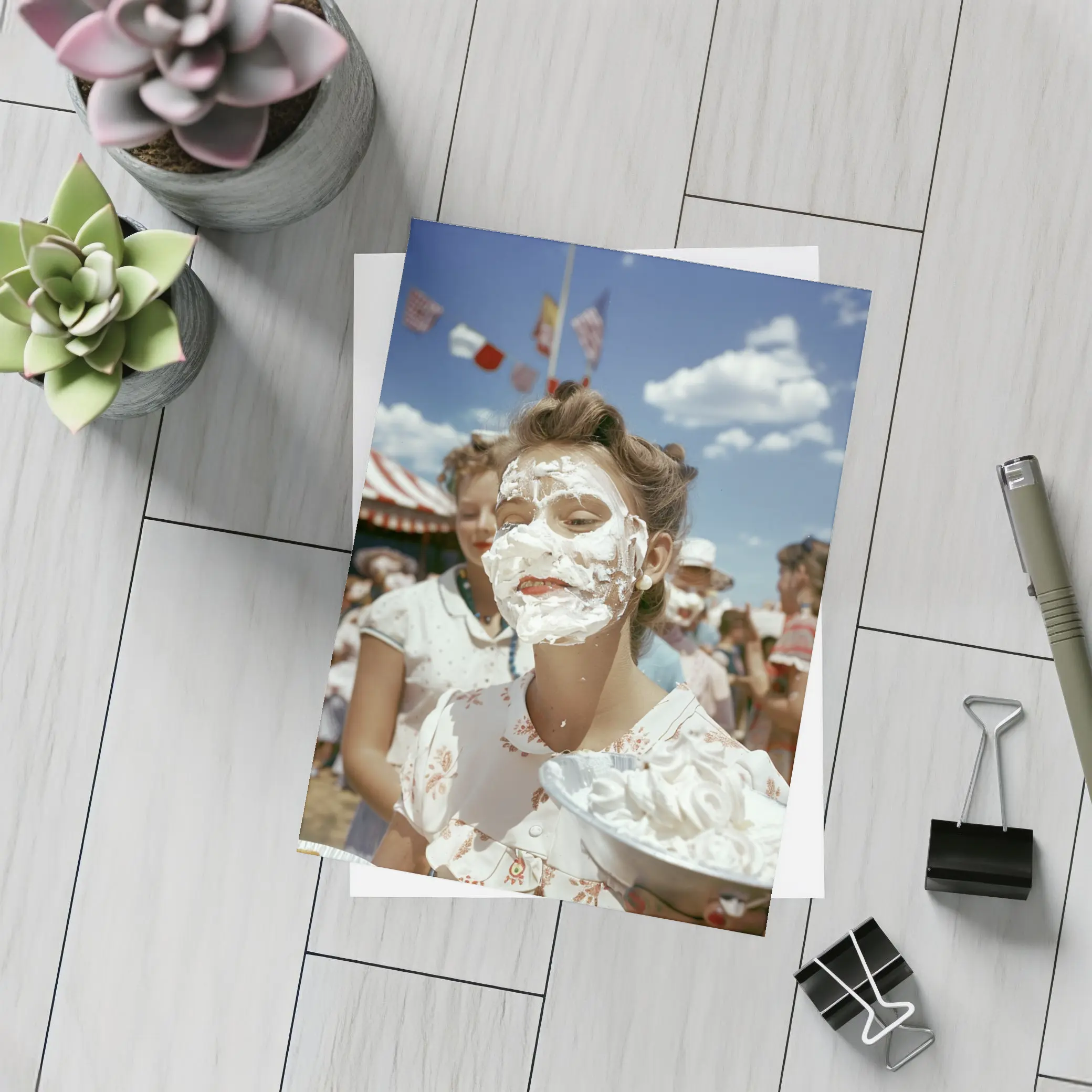 Girl Covered Cream Pie Carnival Fair – Postcards